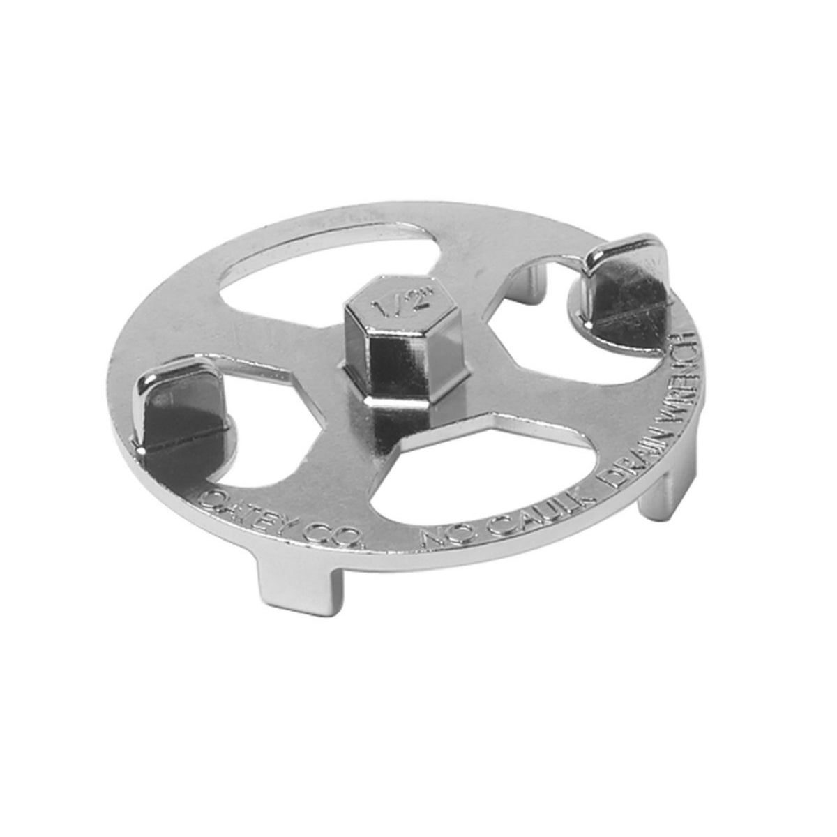Oatey 42239 brass and plastic No-Calk drain wrench closeup showing durable grip.