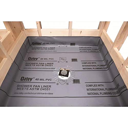 Oatey PVC Shower Pan Liner labeled 40 mil flexible material