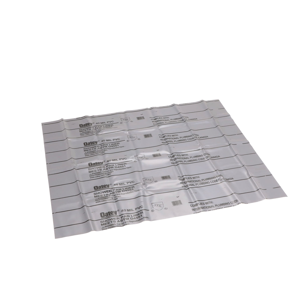 Oatey PVC Shower Pan Liner with 6-inch marks for easy measuring and fitting