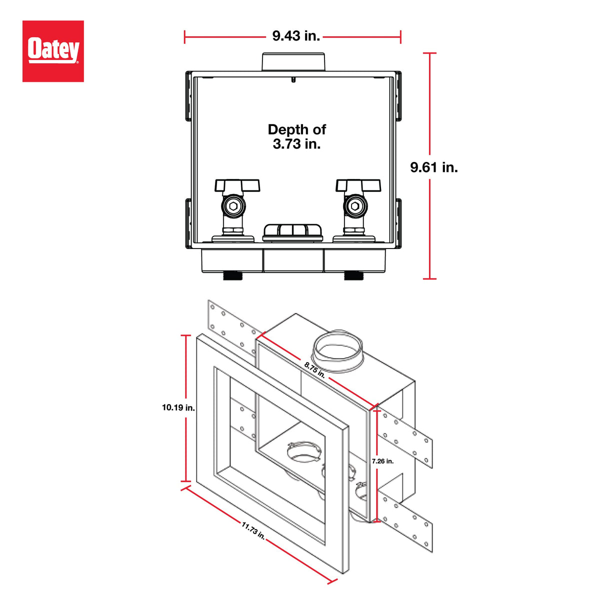 Oatey Quadtro full installation kit with four mounting brackets