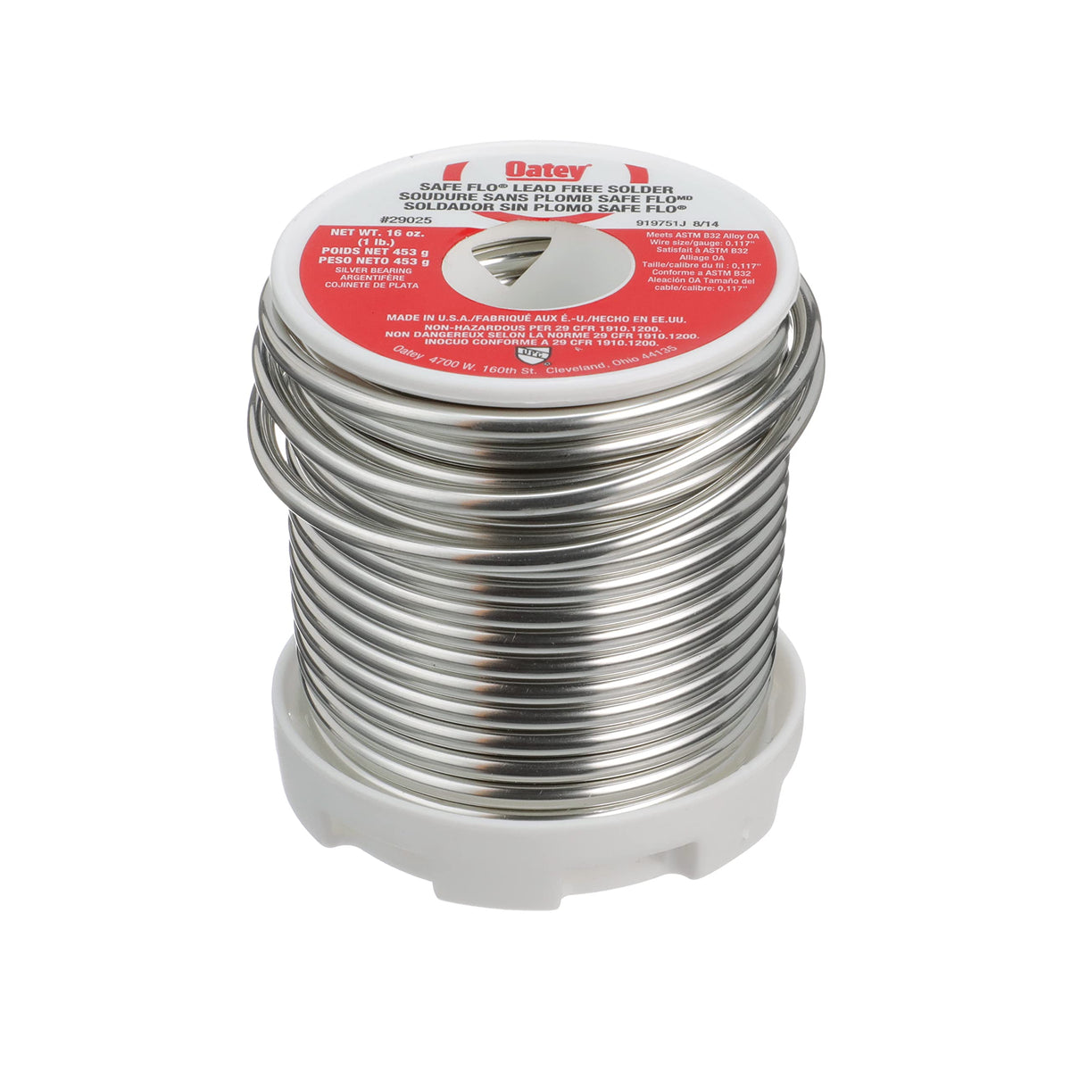 Oatey Safe-Flo 29025 solder spool for lead-free copper joints.