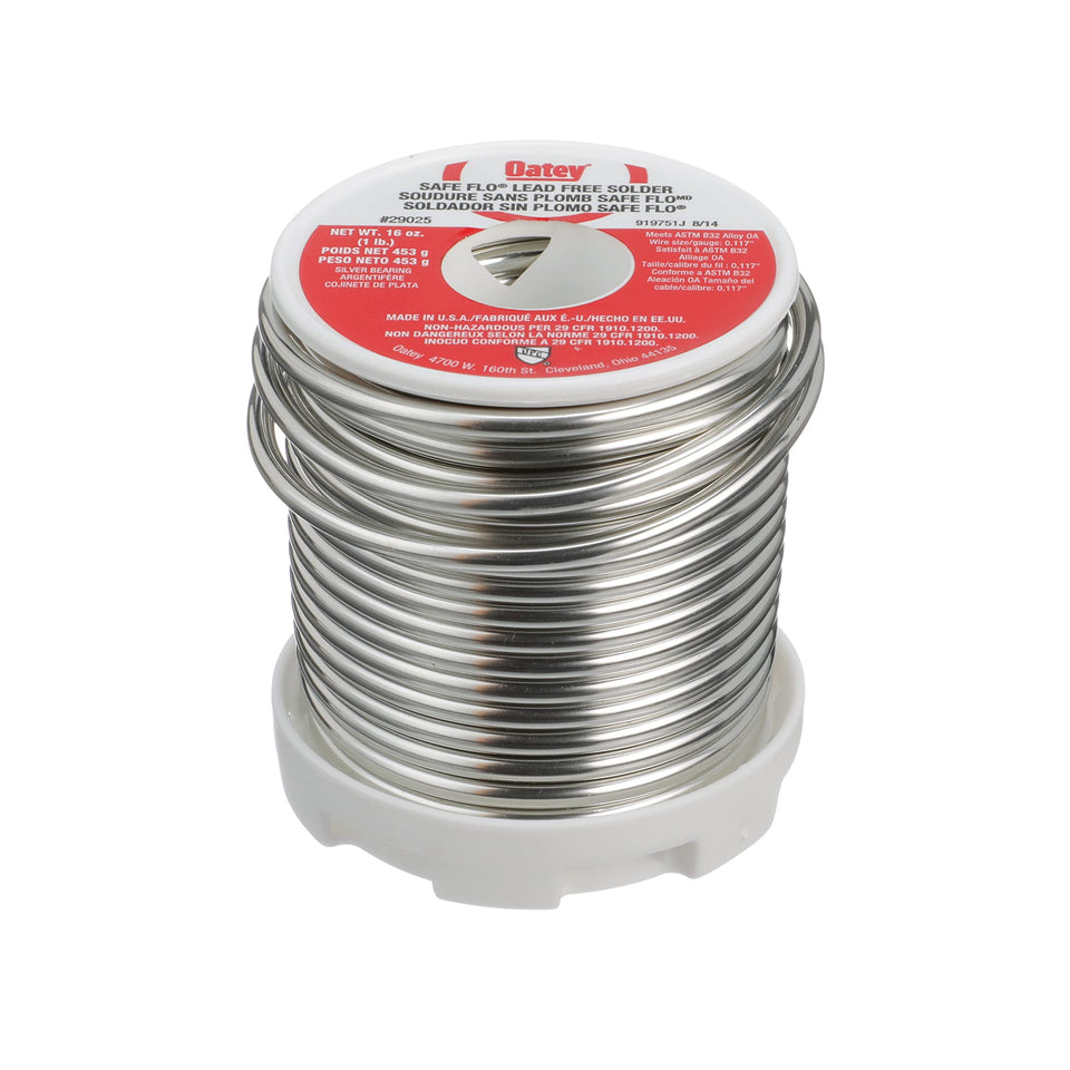 Oatey Safe-Flo 29025 solder spool for lead-free copper joints.