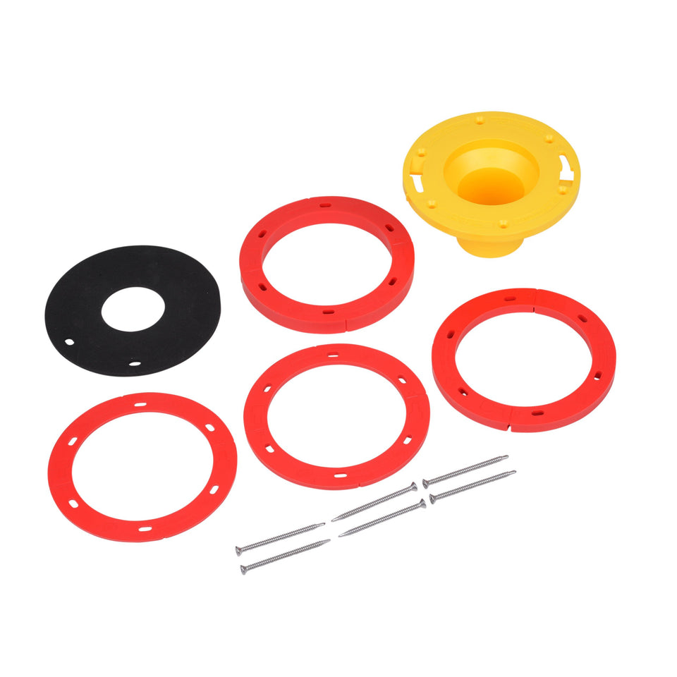 Oatey Set-Rite flange extender kit with spacers for adjustable height above the floor.