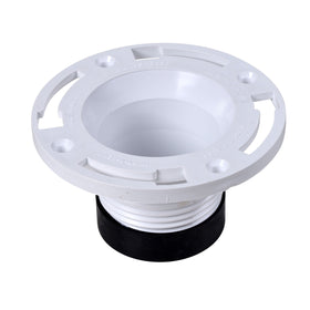 Oatey Twist-N-Set closet flange installed inside a 4-in pipe for quick replacement.