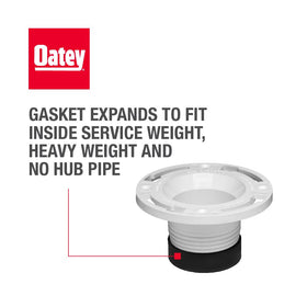 Oatey Twist-N-Set flange demonstrates smooth, unobstructed flow for waste movement.