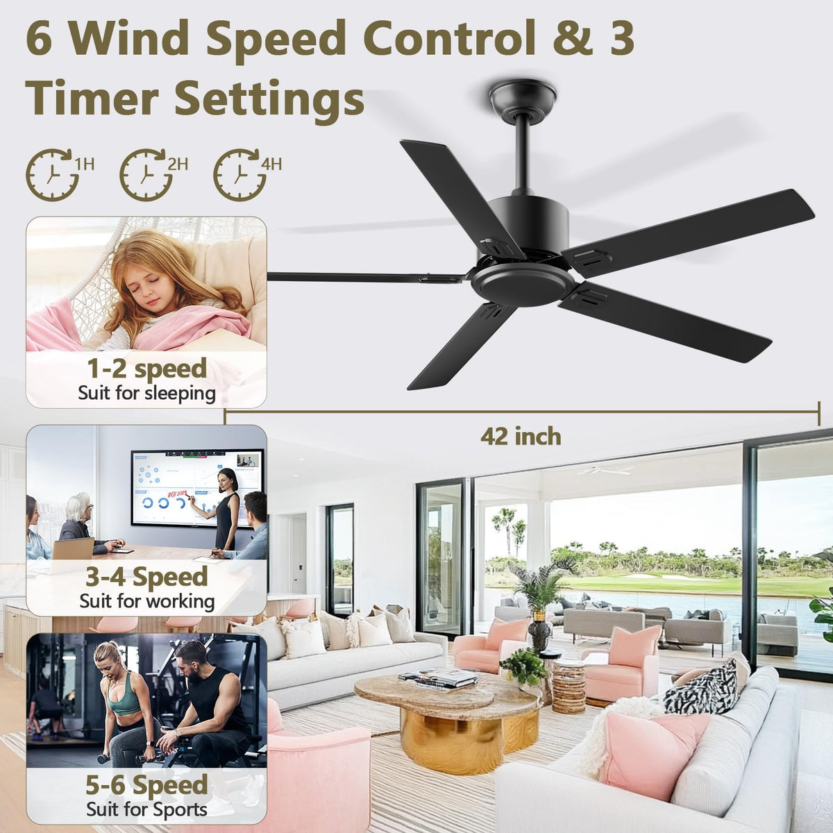 Obabala outdoor-capable ceiling fan suitable for covered patios and balconies.