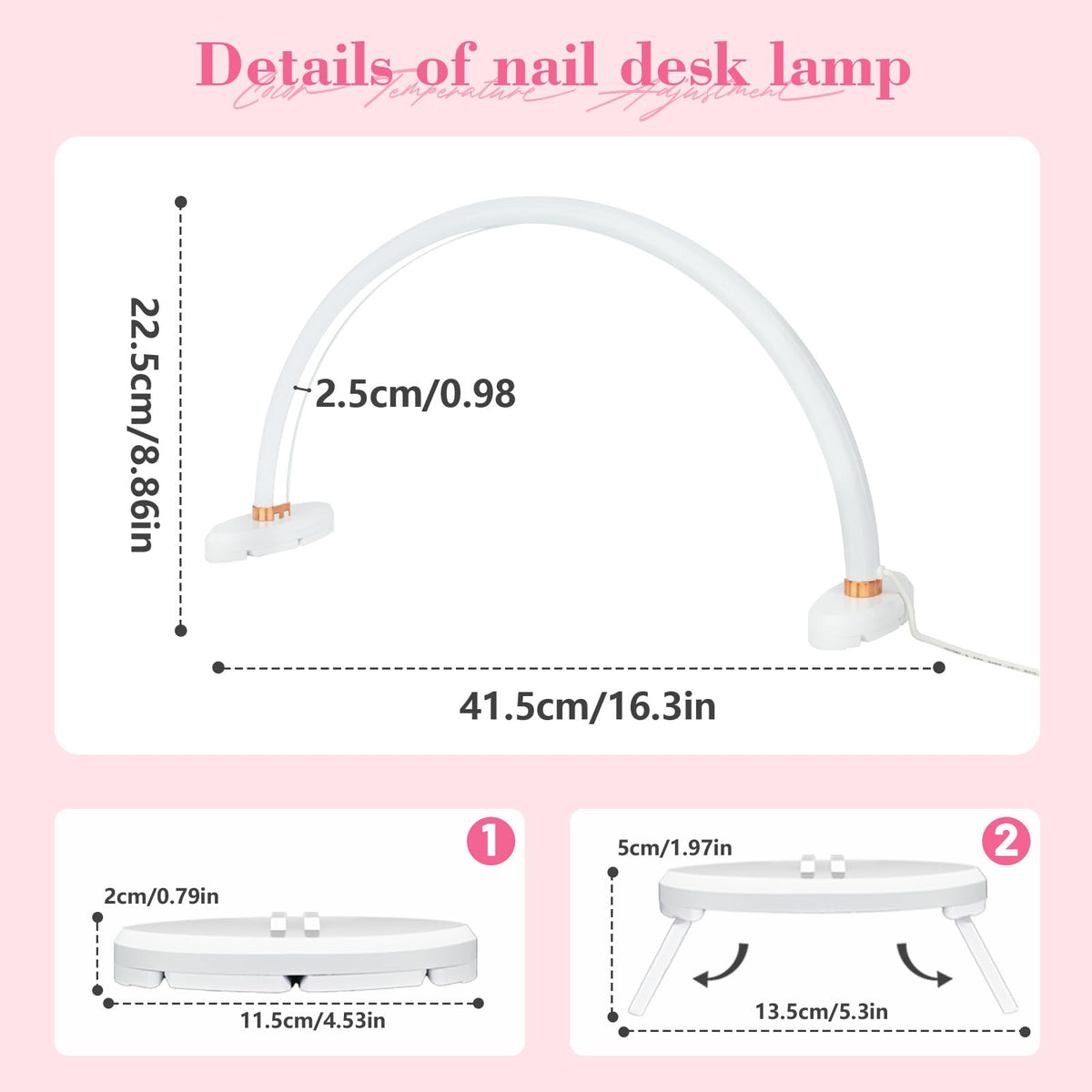obcd Half Moon Light demonstrates bright 3400 lumens for clear nail detail