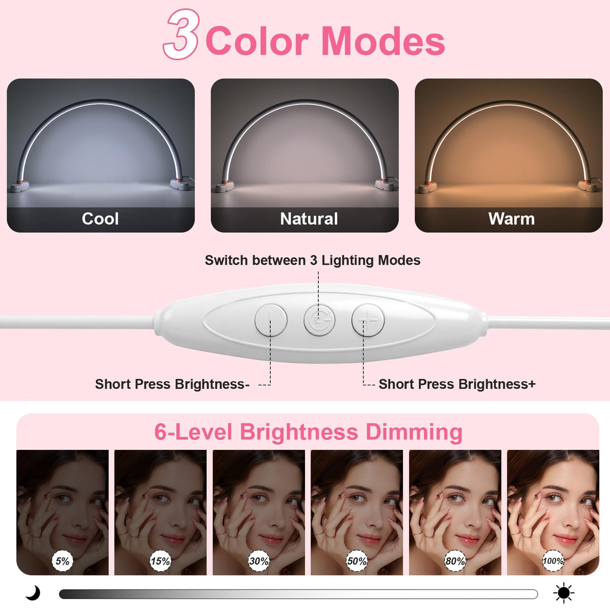 obcd Half Moon Light showcasing three color temperatures for versatile tasks
