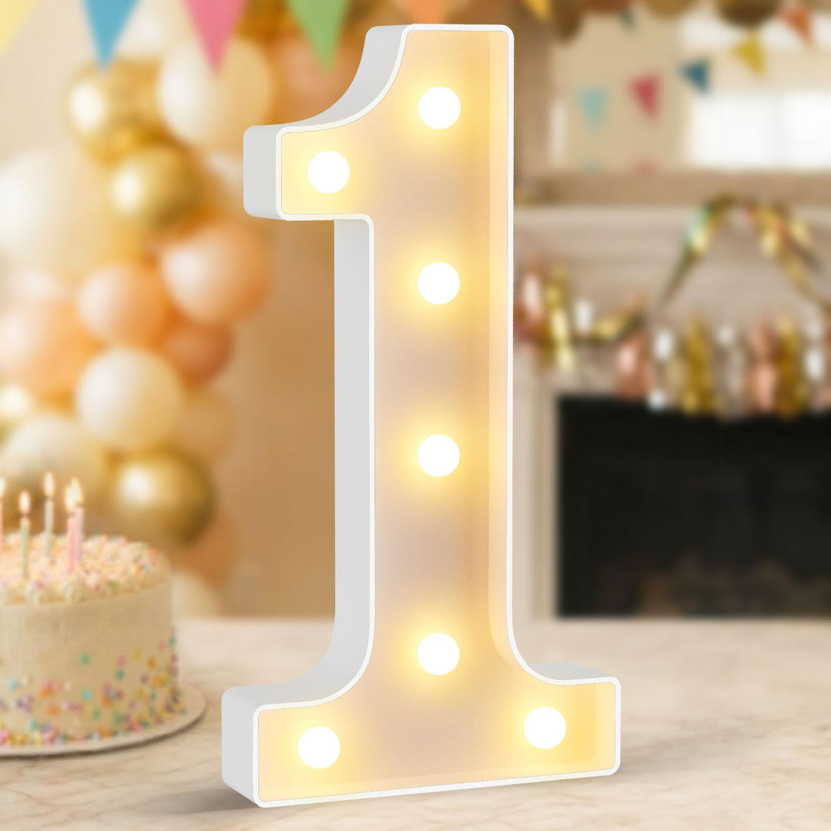 Obrecis 12.6-inch light-up marquee numbers on display for bold birthday photos
