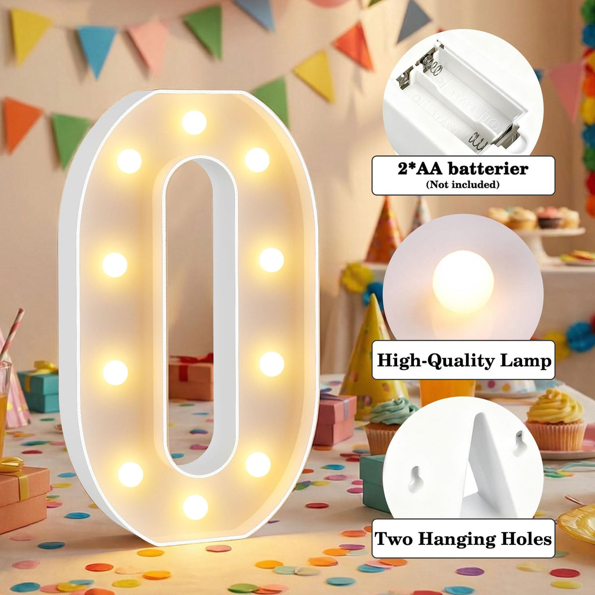 Obrecis light-up numbers shown on tabletops as memorable centerpieces