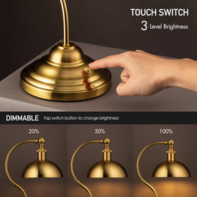 O'Bright Bankers antique brass shade and curved stand for elegant ambience