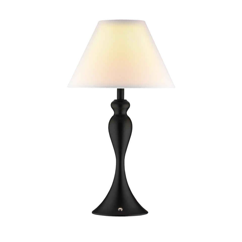 O'Bright Ember cordless table lamp showing base and linen shade for cozy spaces.