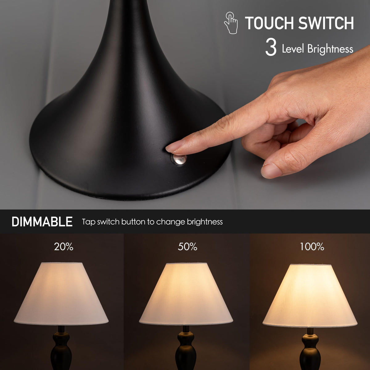 O'Bright Ember lamp battery compartment open, highlighting cordless operation.