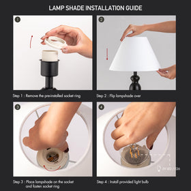 O'Bright Ember lamp available in black or antique brass for versatile decor.