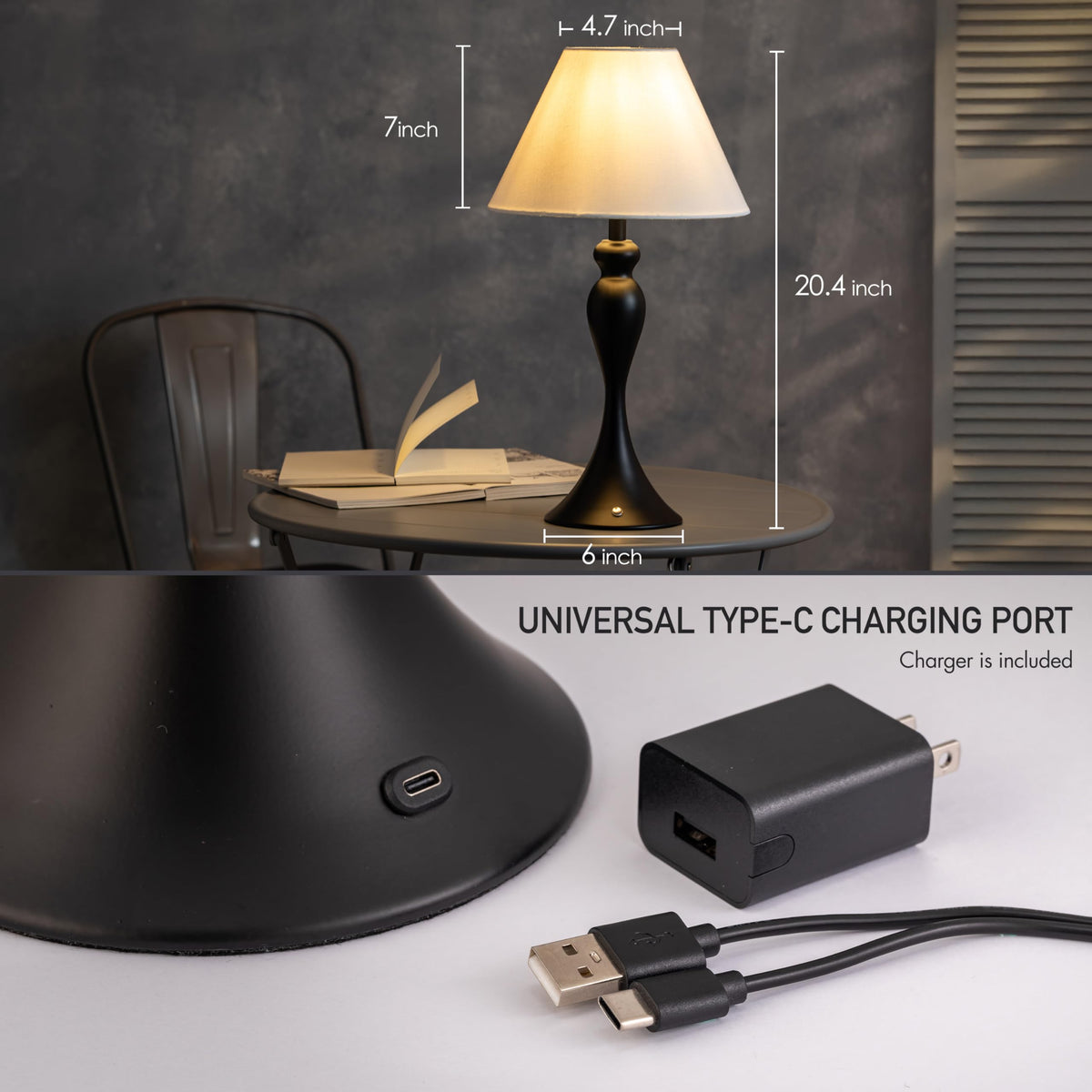O'Bright Ember lamp dimmable light levels for reading and relaxing.