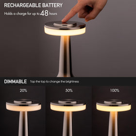 O'Bright lamp demonstrates three brightness levels for gentle nightlight or bright reading