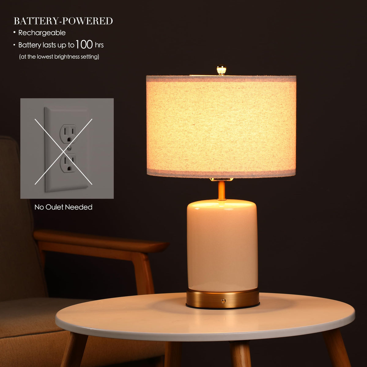 Cream-white ceramic base with crackled glaze adds timeless style
