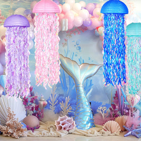 OBXT Mermaid jellyfish lantern shimmering streamers create festive mood