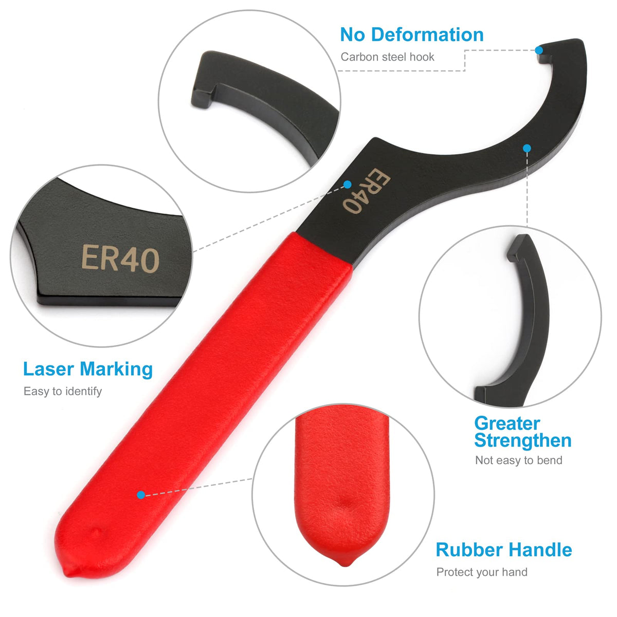Four-piece coilover wrench set shown together for versatile applications.