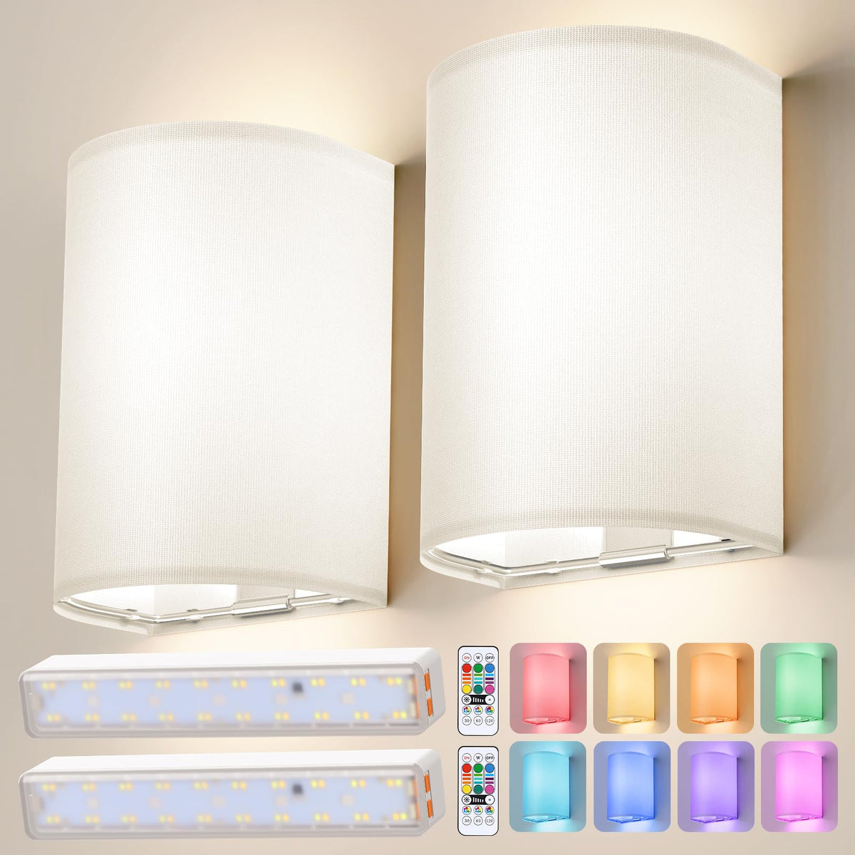OCATO battery-operated wall sconce two-pack for flexible wireless lighting