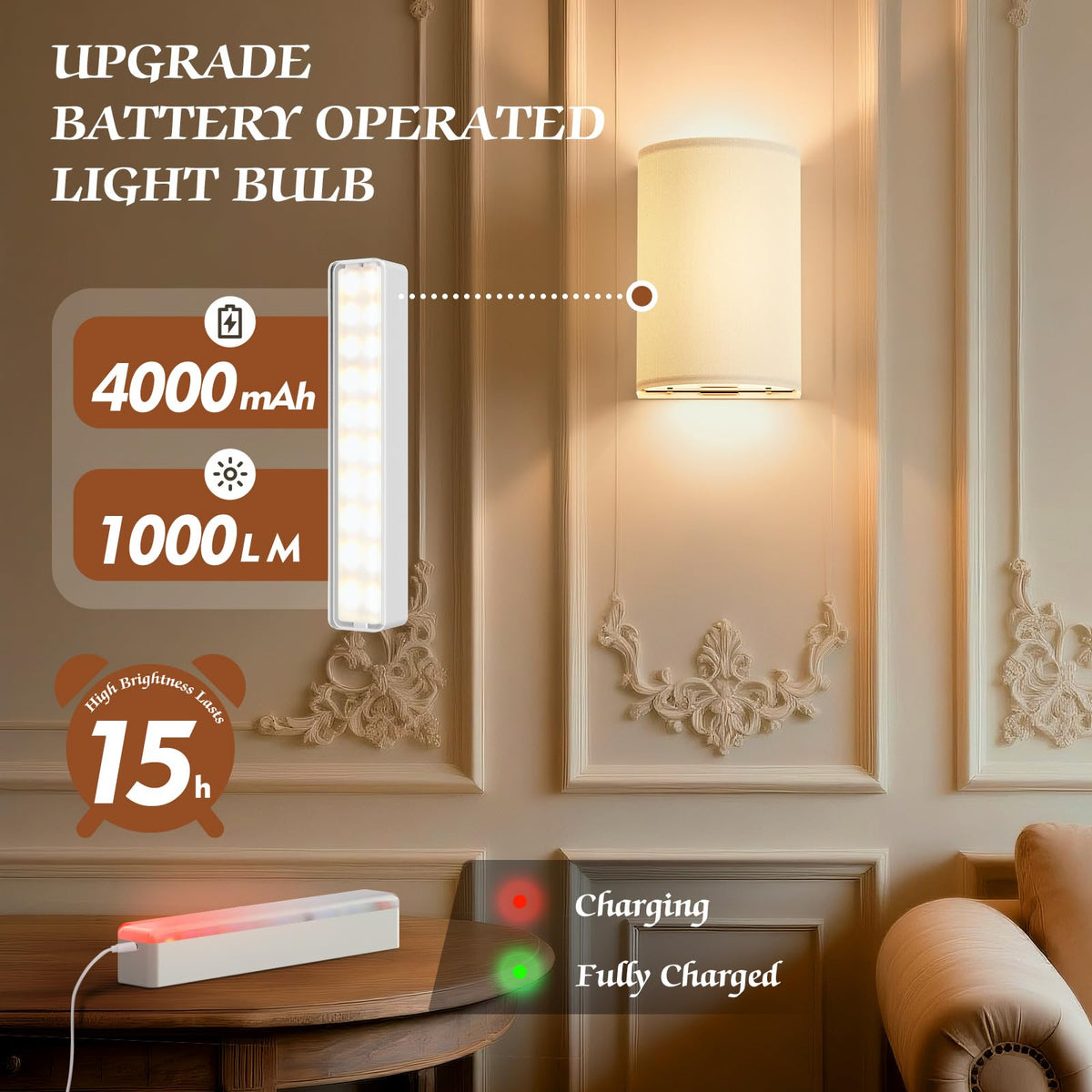 OCATO dimmable wall sconce with RGB colors and remote control