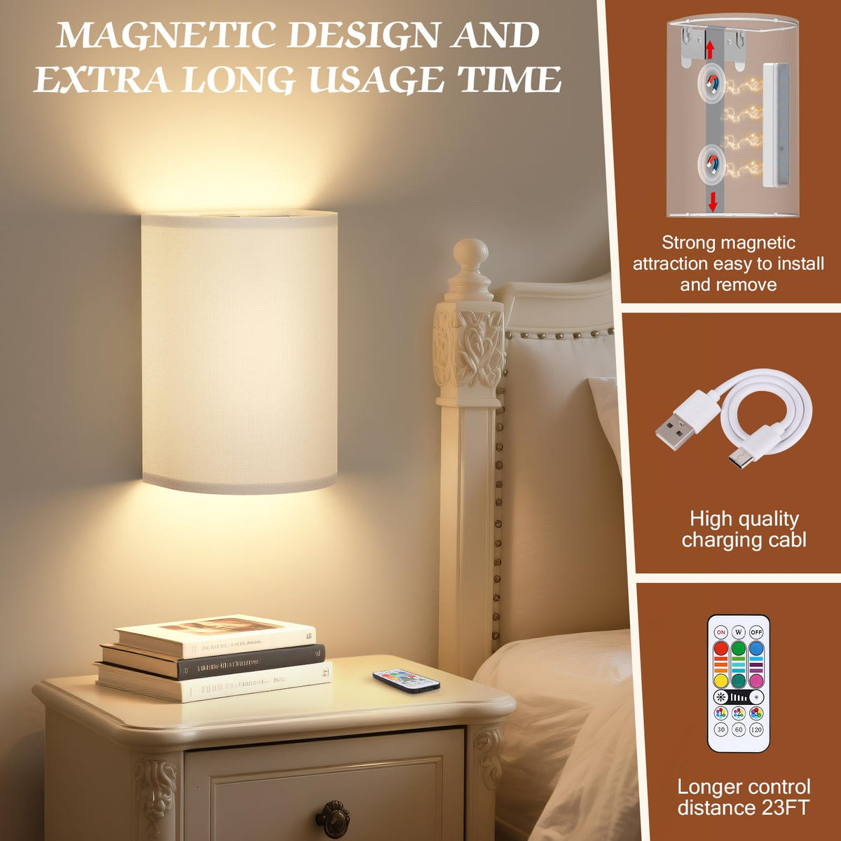 OCATO linen shade wall lights two-pack add soft ambience