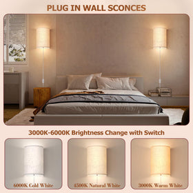 OCATO sconce shade closeup showing linen texture for warm lighting