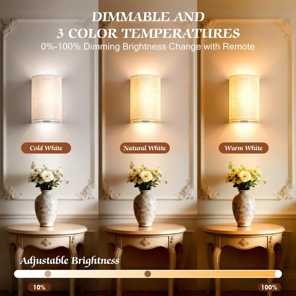 OCATO wireless sconce remote control for convenient dimming and timing from anywhere.