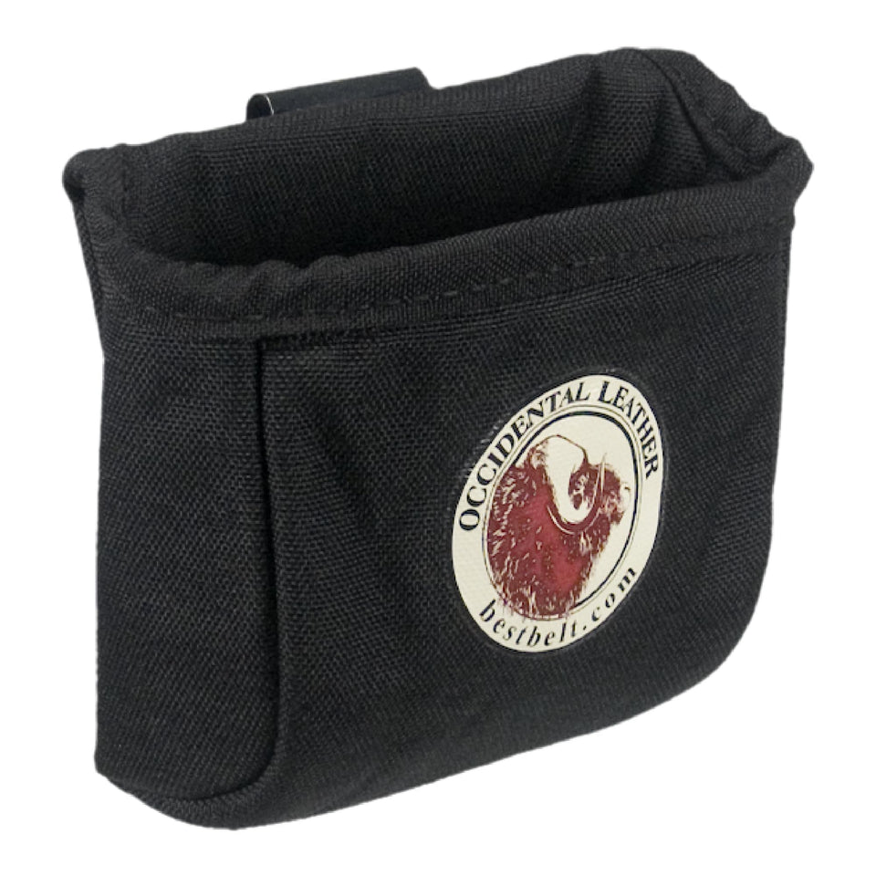 Occidental Leather clip-on pouch attached to belt with easy access to fasteners