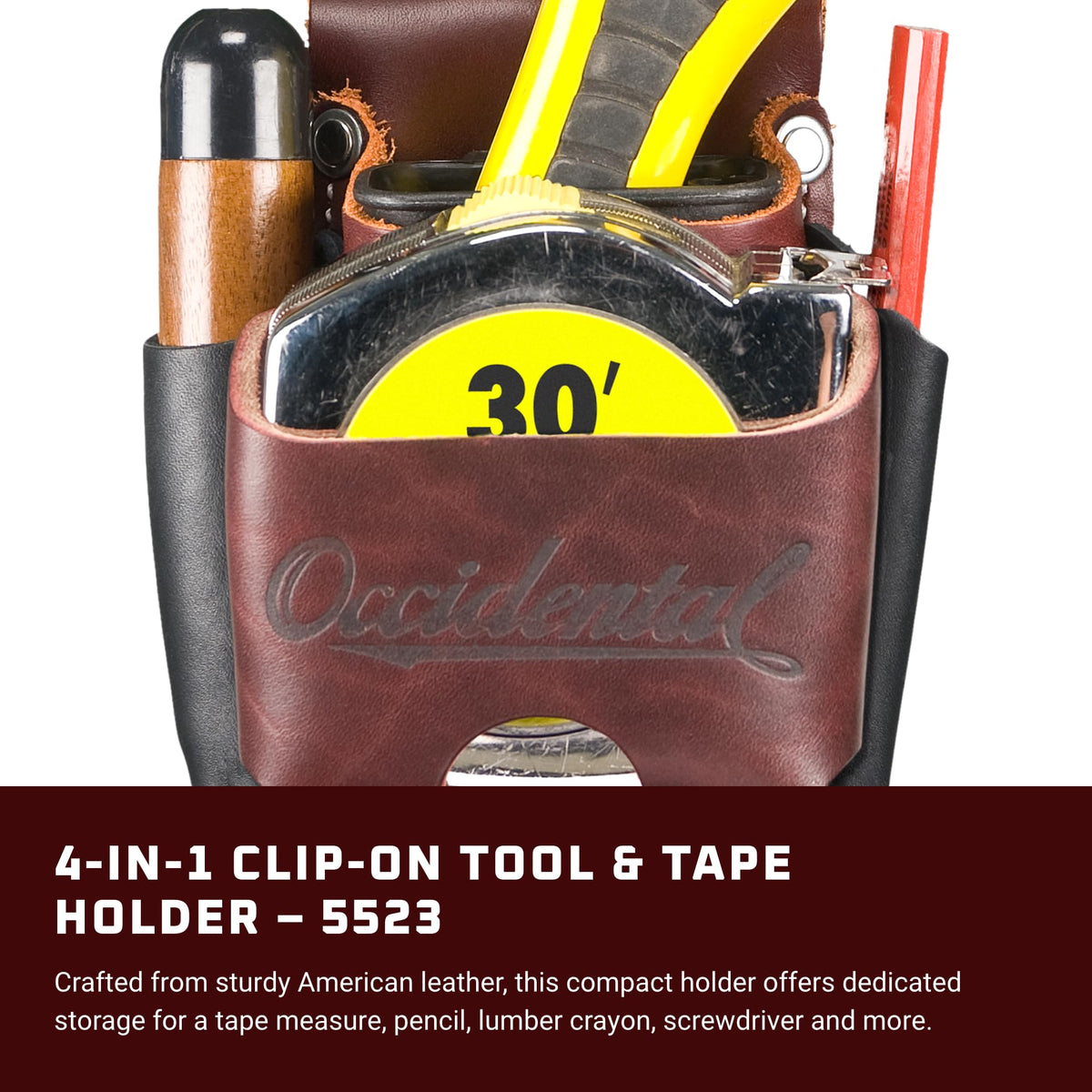 Occidental Leather oxy tool shield attachment protects sharp edges while in use.