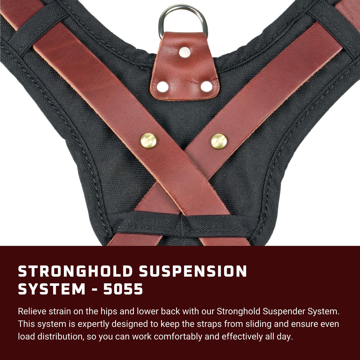 Occidental Leather Stronghold easy-on/off chest strap for quick fitting.