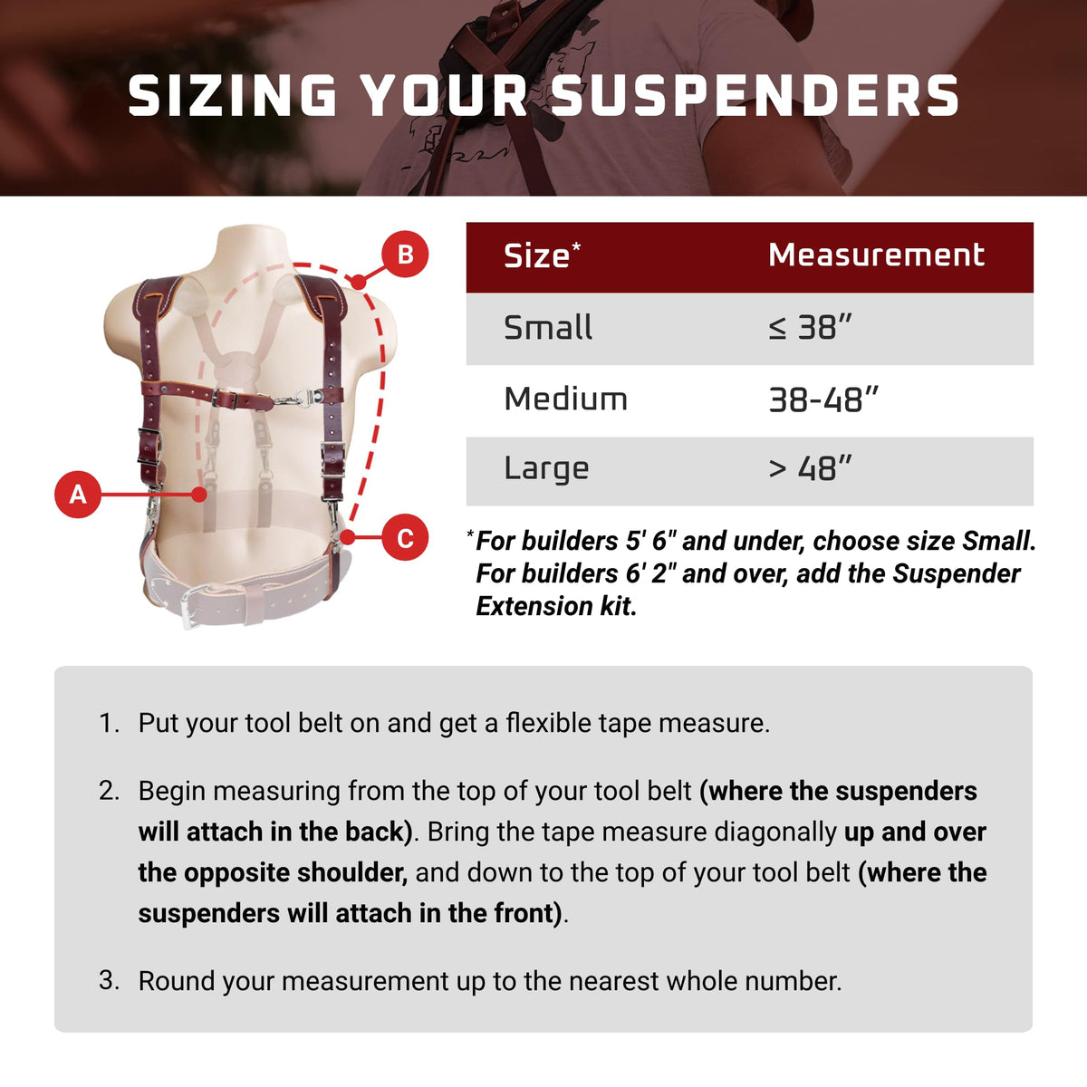 Occidental Leather Stronghold Light Suspenders heavy-duty spring clips snap on and off