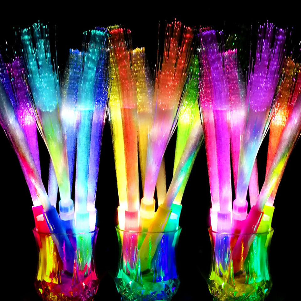 OceanWings Glow Fiber Optic Wand with blue handle for vibrant party lighting