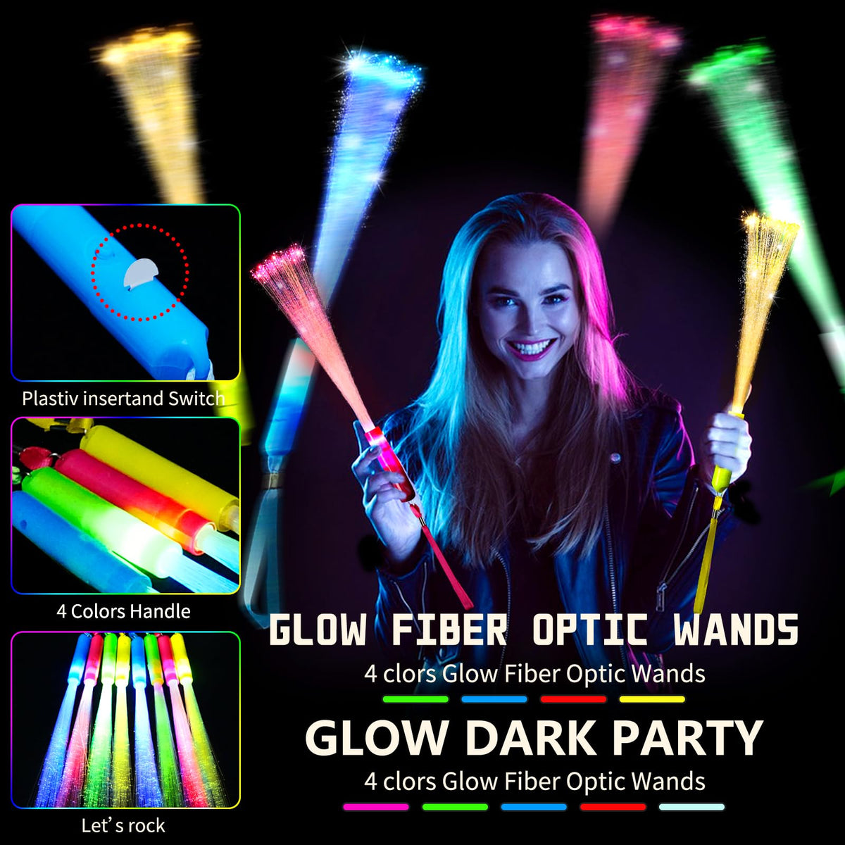 OceanWings Glow Fiber Optic Wand with pink handle creates eye-catching glow on dance floors