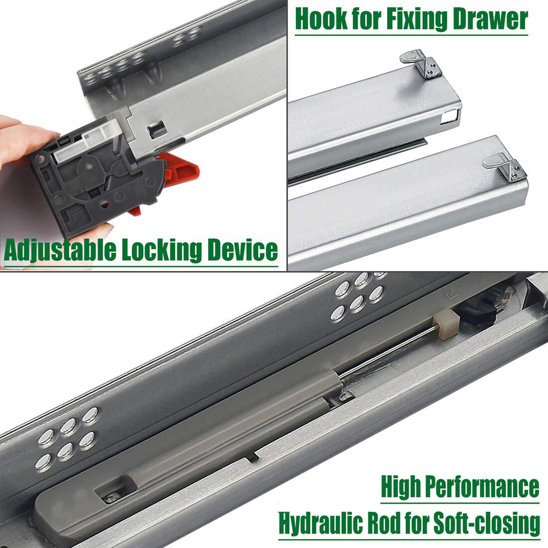 OCG undermount slides work with face-frame and frameless cabinets