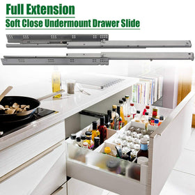 OCG undermount drawer slides full-extension action enabling complete drawer access
