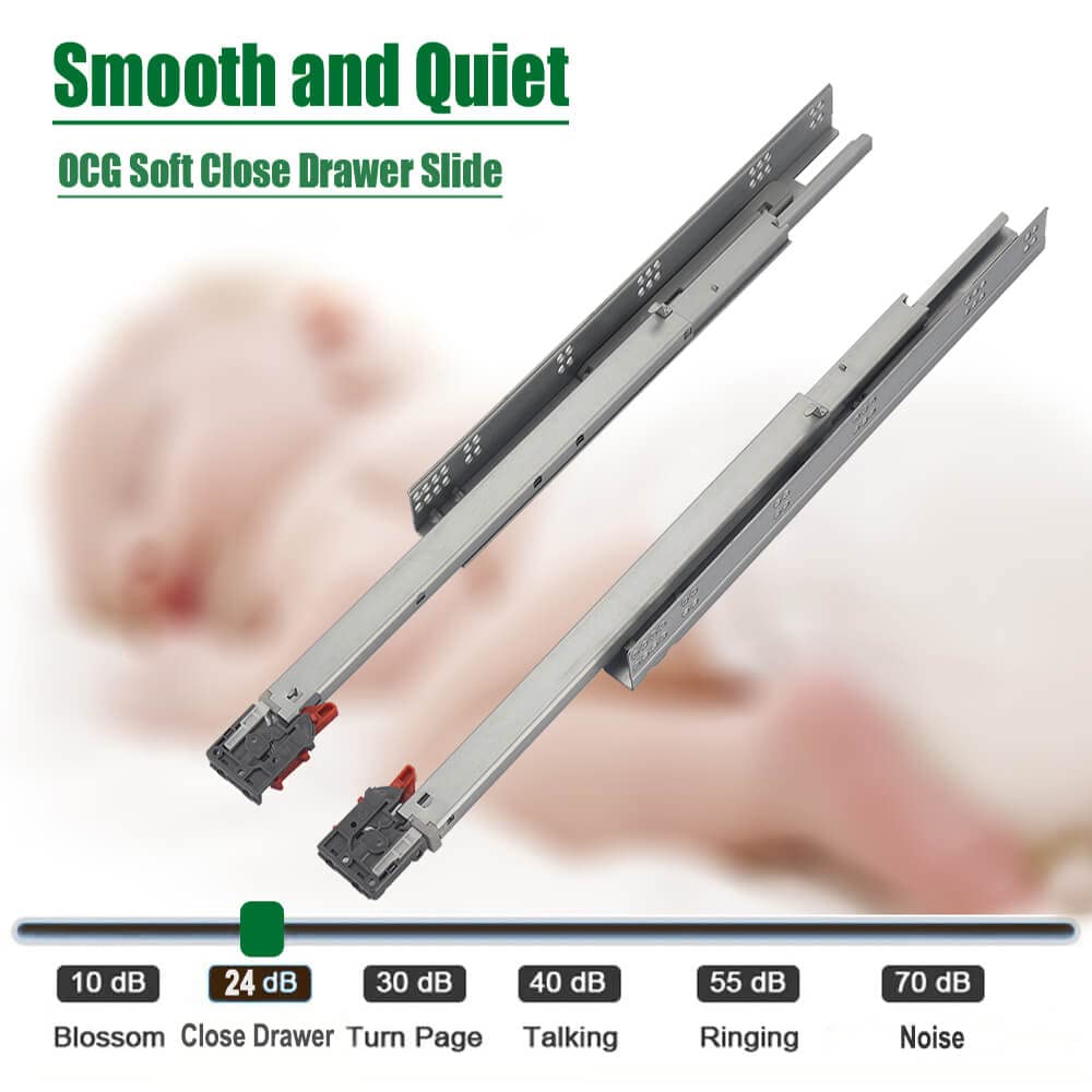 OCG undermount drawer slides load capacity up to 75 lbs depicted