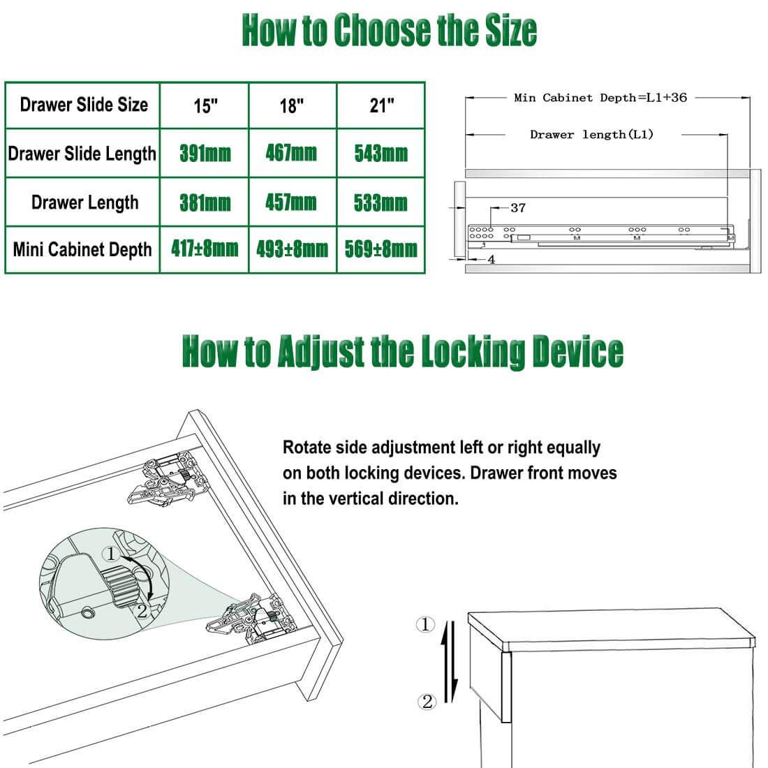 OCG undermount drawer slides soft-close close-up demonstrating quiet, controlled closing
