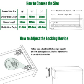 OCG undermount drawer slides soft-close close-up demonstrating quiet, controlled closing