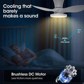 ocioc quiet ceiling fan 32-inch LED light on providing soft brightness for reading