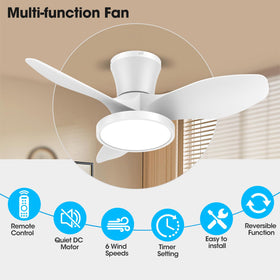 ocioc quiet ceiling fan 32-inch side view highlighting slim profile and quiet operation