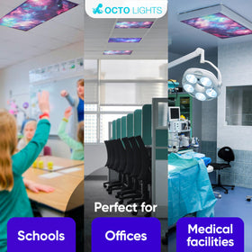 OCTO LIGHTS easy-install removable cover for quick room refreshes.