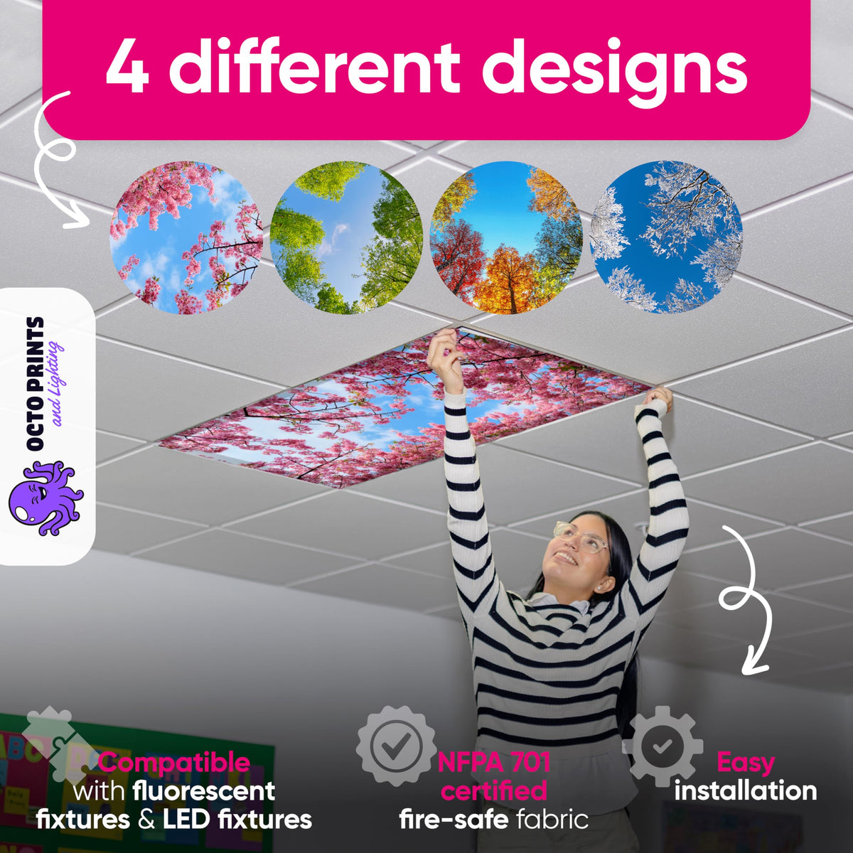 OCTO LIGHTS classroom-ready cover enhances focus and comfort during lessons.