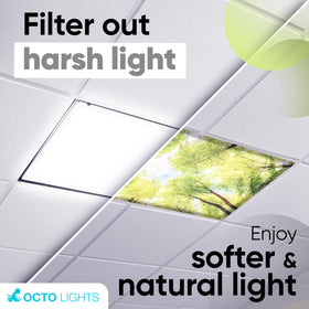 Soft glow from OCTO LIGHTS Tree Cover over a fluorescent fixture