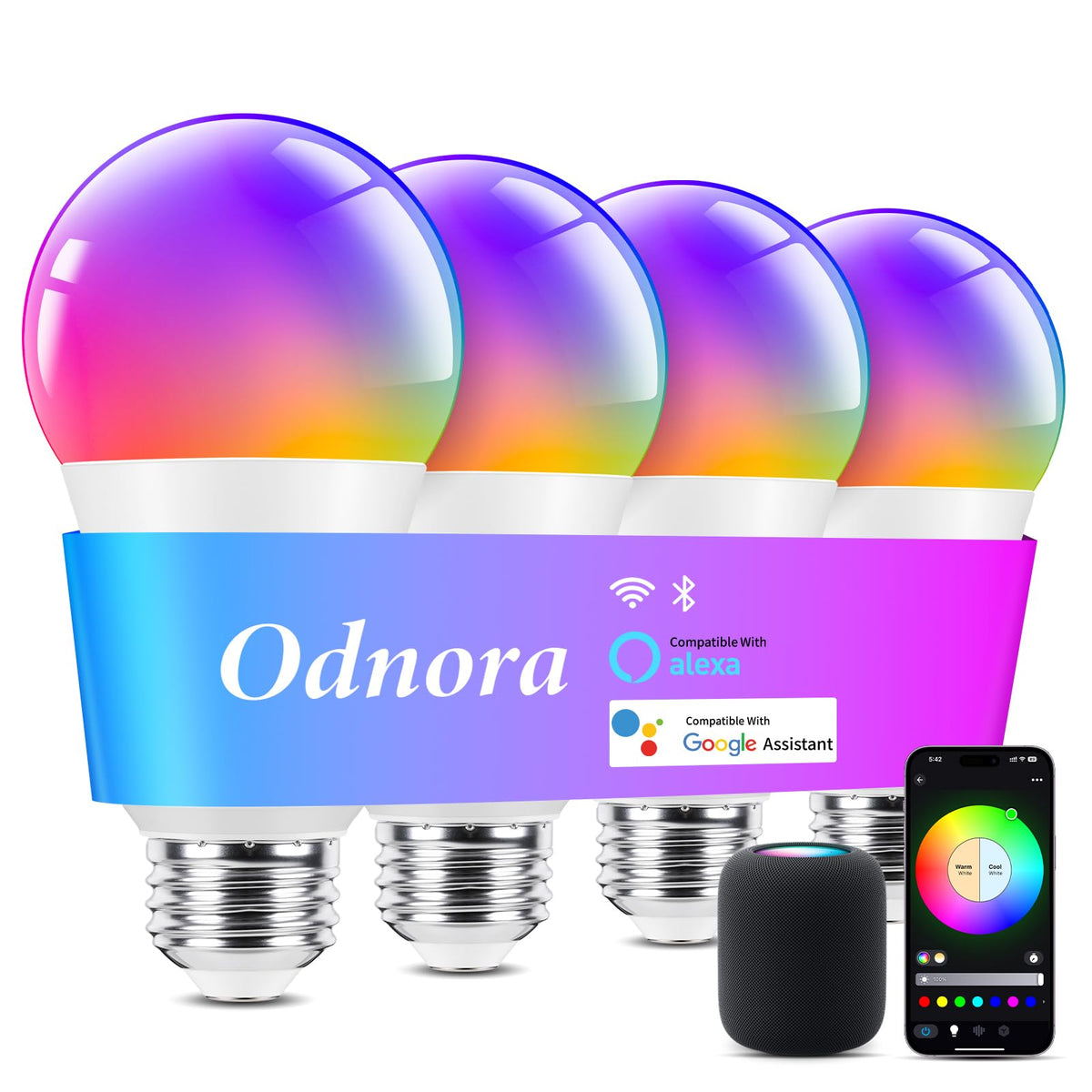 Odnora smart light bulbs color changing for mood customization