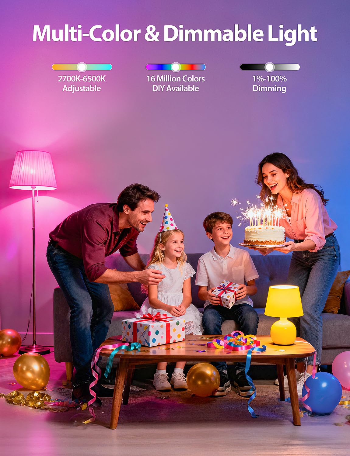 Odnora smart light bulbs dimmable 800 lumens for bright to cozy scenes