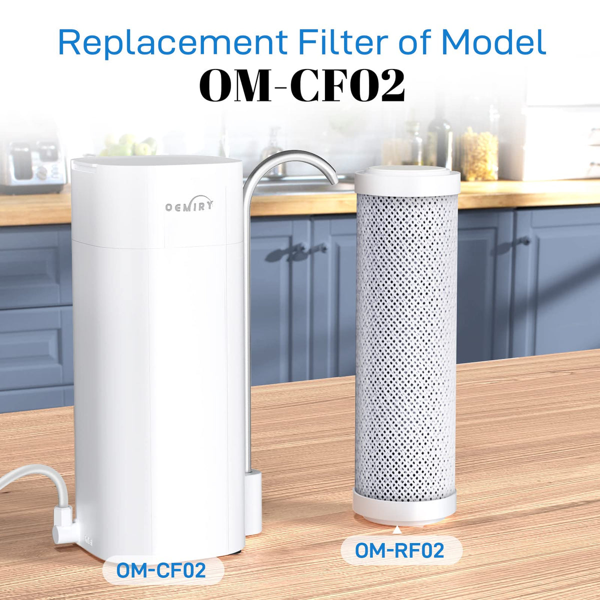 OEMIRY replacement filter packaging showing long-lasting filtration up to 12 months.
