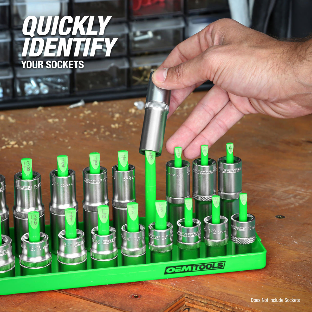 OEMTOOLS 22233 wall-mount hole feature for secure storage.