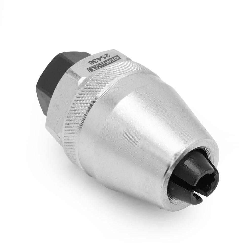 OEMTOOLS 25438 rotating stud extractor showing a snug grip around a damaged bolt.