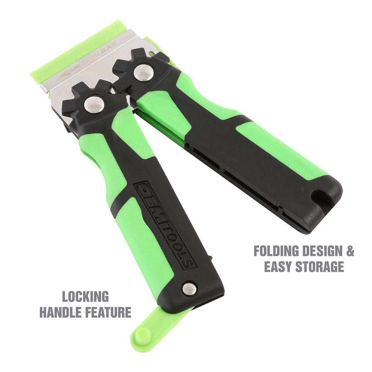 OEMTOOLS 26502 folding scraper shown for compact storage
